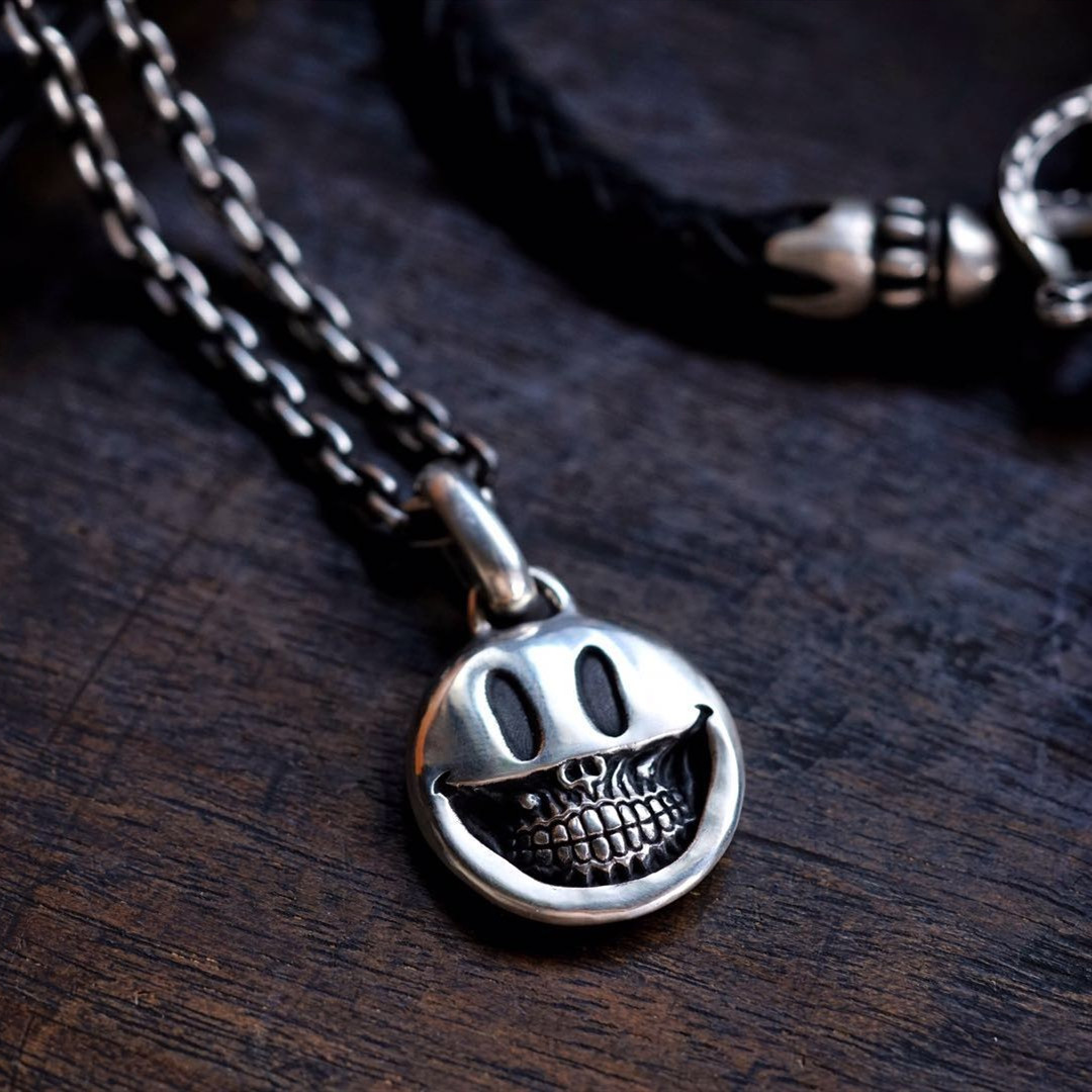 欲望车间原创情侣笑脸骷髅银吊坠