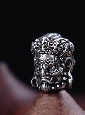 渡鸦默物系列原创《大自在》大黑天三通藏传文玩配珠925银饰手工