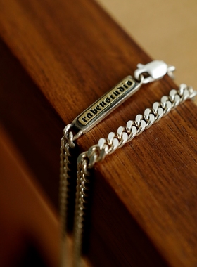 渡鸦专属金色铭文纯银侧身链项链