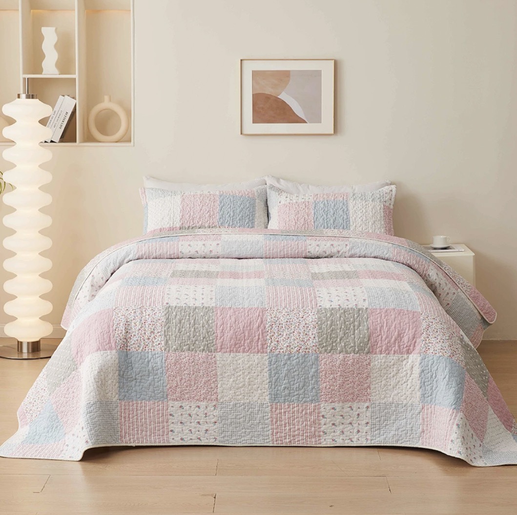 双面纯棉绗缝夹棉床盖韩式田园风大尺寸床单可水洗机洗可搭配枕套