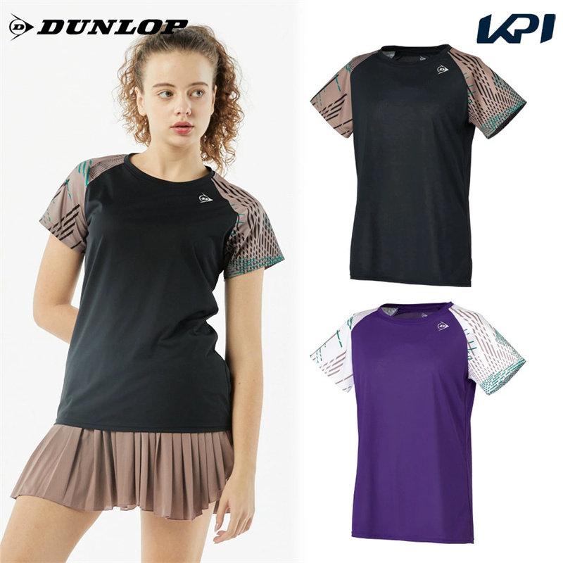 25年春夏羽毛球/网球服速干衣短袖拼色DUNLOP邓禄普日本正品代购