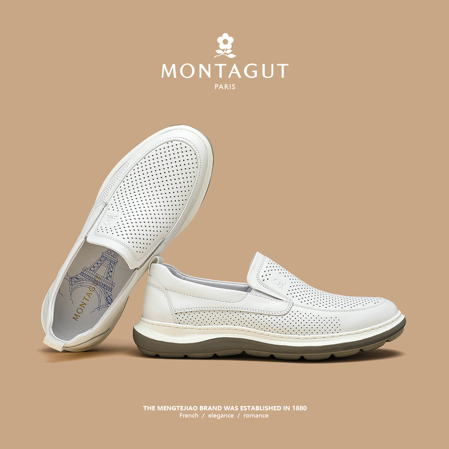 【商场同款】梦特娇牛皮镂空皮鞋