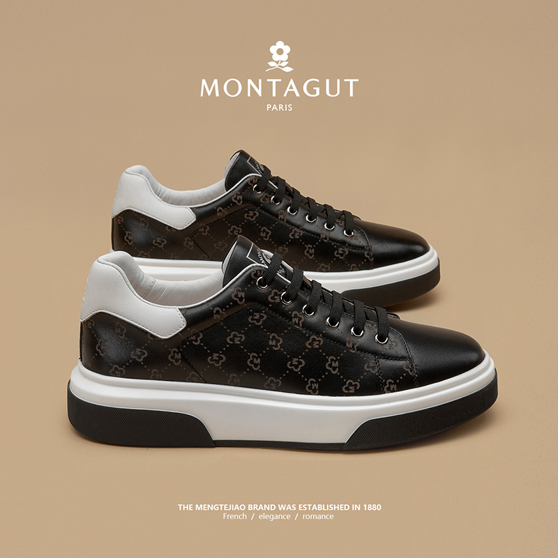 梦特娇官方旗舰真皮运动休闲板鞋