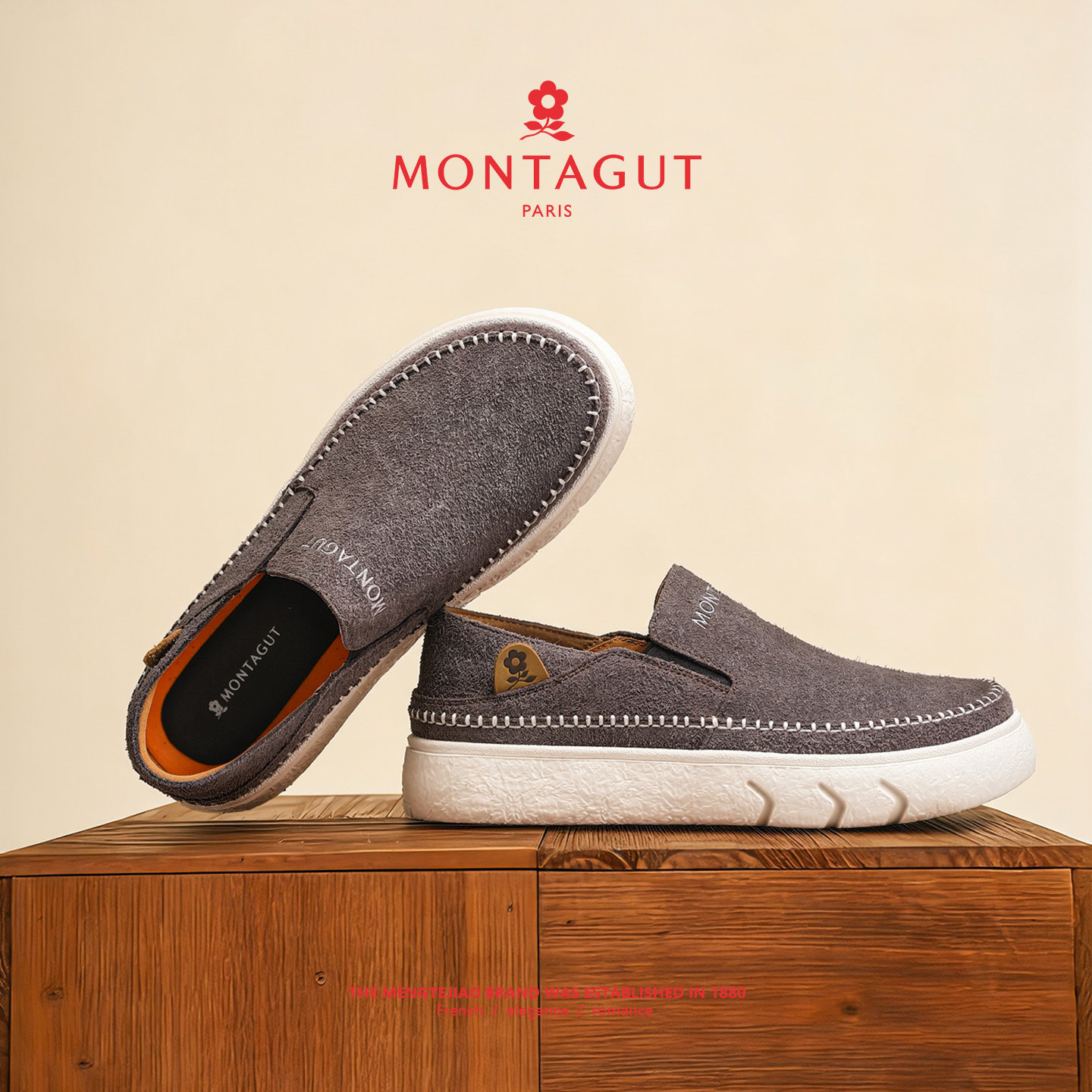 梦特娇奢侈牛皮男鞋春季英伦风休闲皮鞋男真皮一脚蹬豆豆软底板鞋