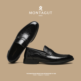 梦特娇头层牛皮鞋春季正装高级宴会男鞋爸爸西裤休闲英伦工作德比