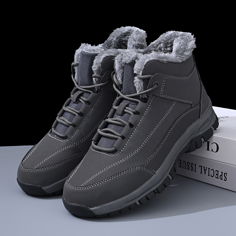 新款冬季男士加绒保暖高帮棉鞋韩版休闲雪地靴防滑耐磨马丁靴男鞋