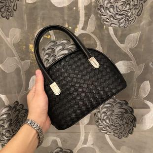 买菜包妈妈手提包女零钱包奶奶包黑色中老年人编织婆婆麻将包2024