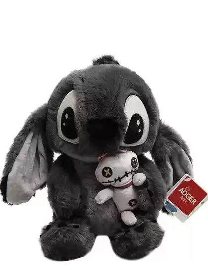 Disney Official Nighttime Hide-And-Seek Stitch Plush Toy Black Stitch Gift Dark Night Doll