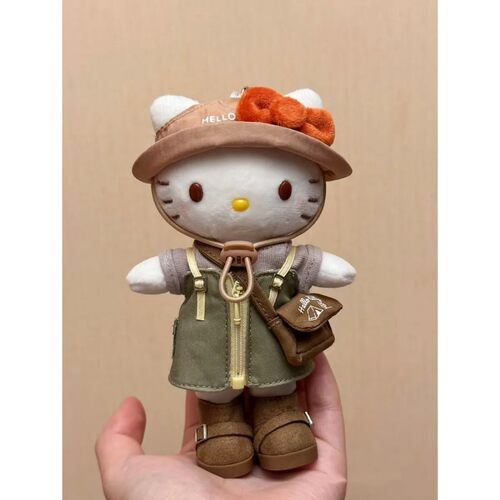 日系可爱长腿猫咪kitty露营系列毛绒挂件可爱书包公仔钥匙扣挂饰