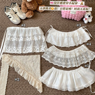 女童夏装 蕾丝网纱短裙子儿童叠穿系带屁帘 芭蕾风半身裙中大童夏季