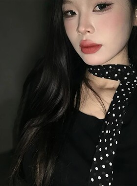 波点小丝巾女百搭长新薄春夏雪纺ins辣妹风发带编发领巾韩版韩系