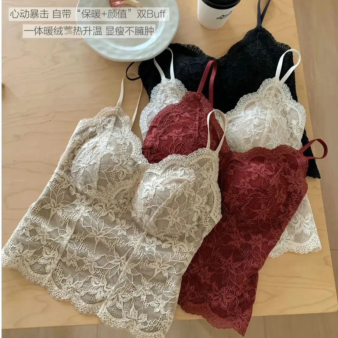 秋冬法式纯欲风带胸垫蕾丝吊带保暖背心女内搭外穿设计感十足6099,女士内衣/男士内衣/家居服,保暖背心,淘宝优惠券,粉丝福利购,淘宝优惠卷
