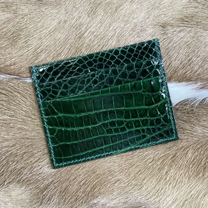真正高光鱷魚皮卡夾包女隨身