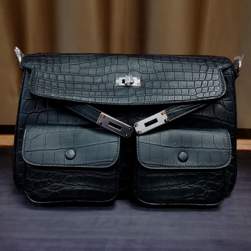 黑色尼罗鳄鳄鱼皮2026新款女包手提包单肩包斜挎包多功能包凯莉包