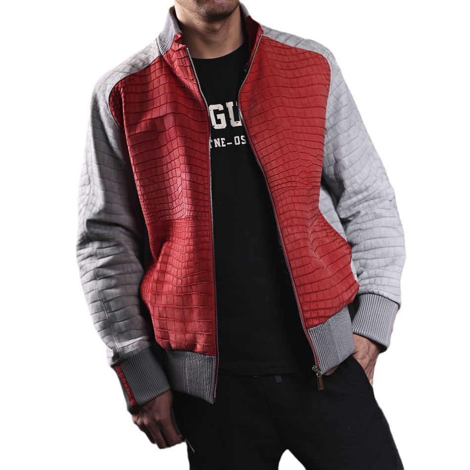 磨砂鳄鱼皮皮衣男立领夹克2026秋冬新款短款商务休闲机车真皮外套