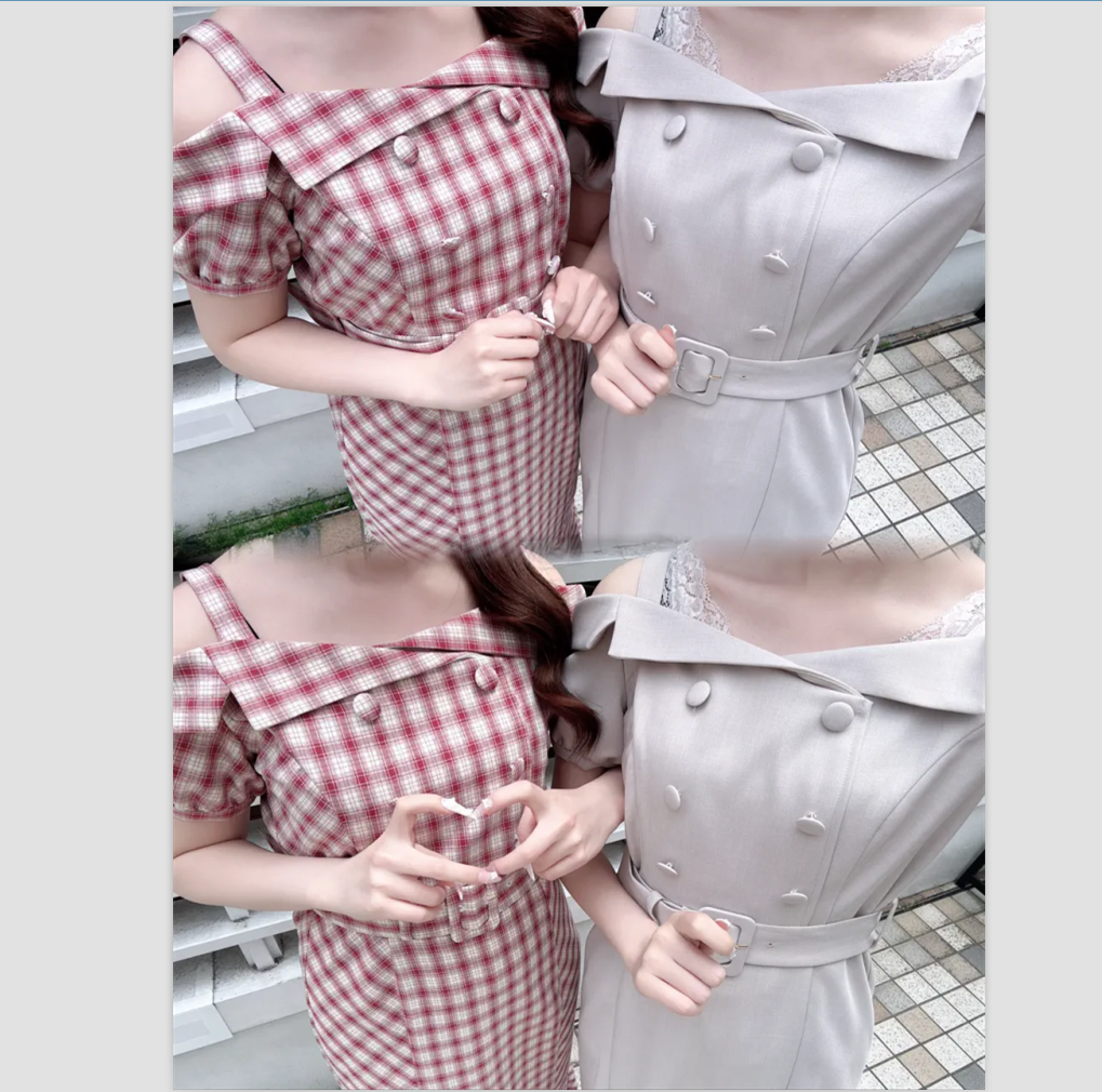 外贸日单 贵牌 三色入 夏季新品 淑女日系 露肩美人鱼连衣裙