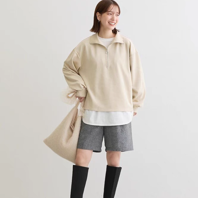 外贸日单 多色入 秋季新品 鹿皮绒面料 半拉链套头卫衣外套