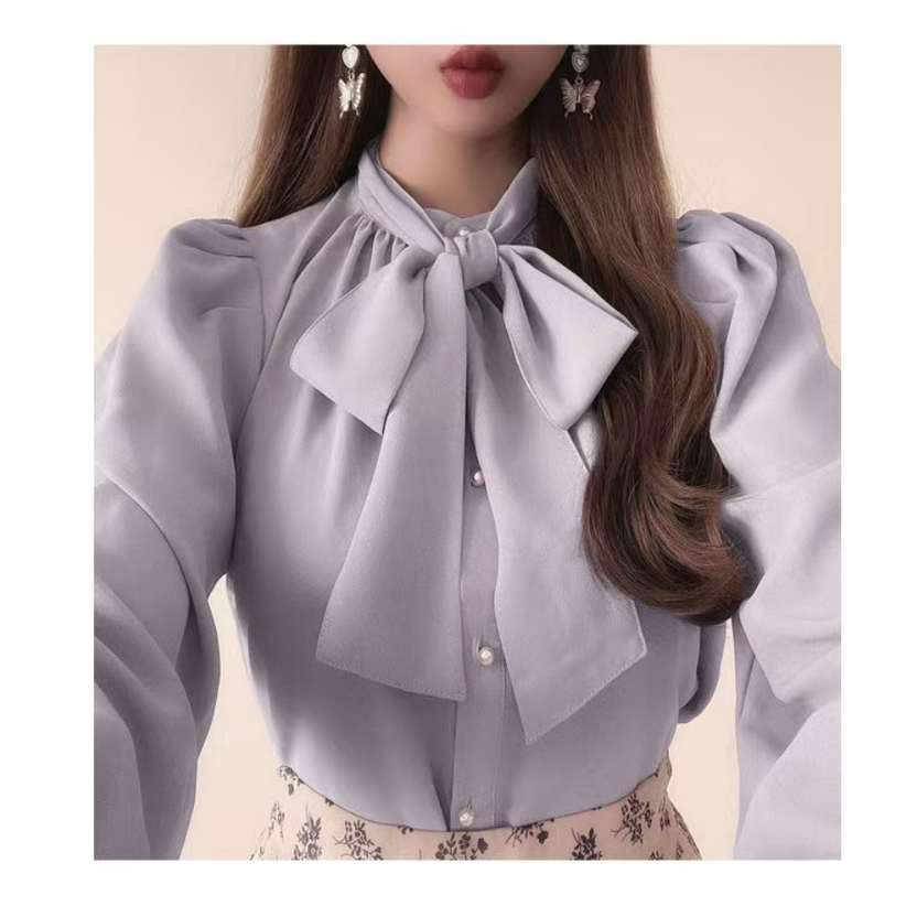 外贸日单 GL 秋季新品  两用蝴蝶结立领衬衫[tu407]