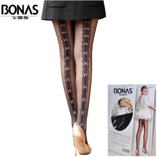 女袜 3双 袜6515夏季 宝娜斯提花袜15D超薄丝袜蝴蝶结连裤 透肉 包邮