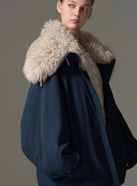 [限量特价】GHJOD 羊皮毛一体毛领90白鹅绒羽绒派克服大衣女