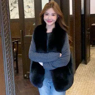 GHJOD 皮草外套马甲 studio暖冬女主saga芬兰狐狸毛整皮背毛年轻款