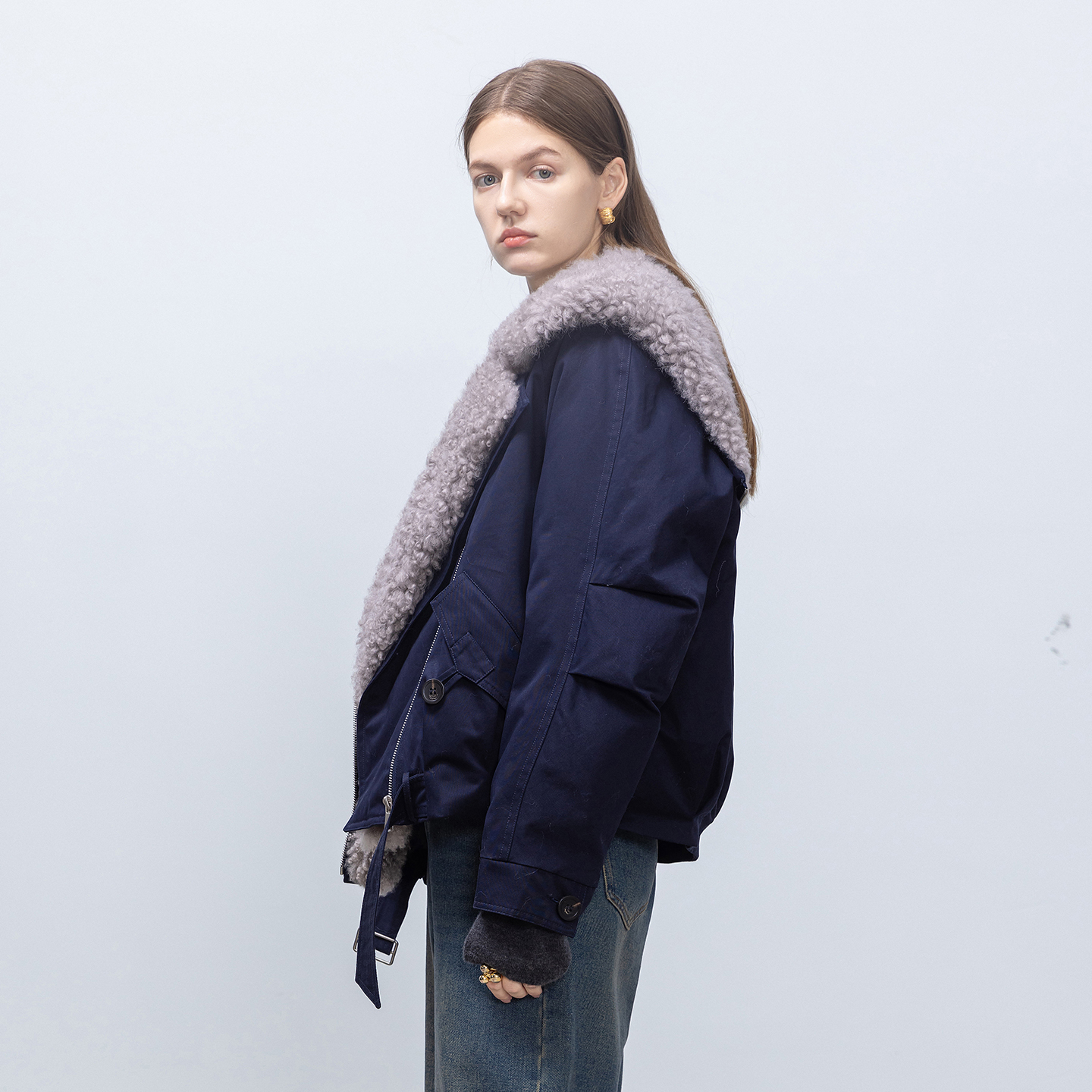 可脱卸毛领90白鹅绒羽绒派克外套