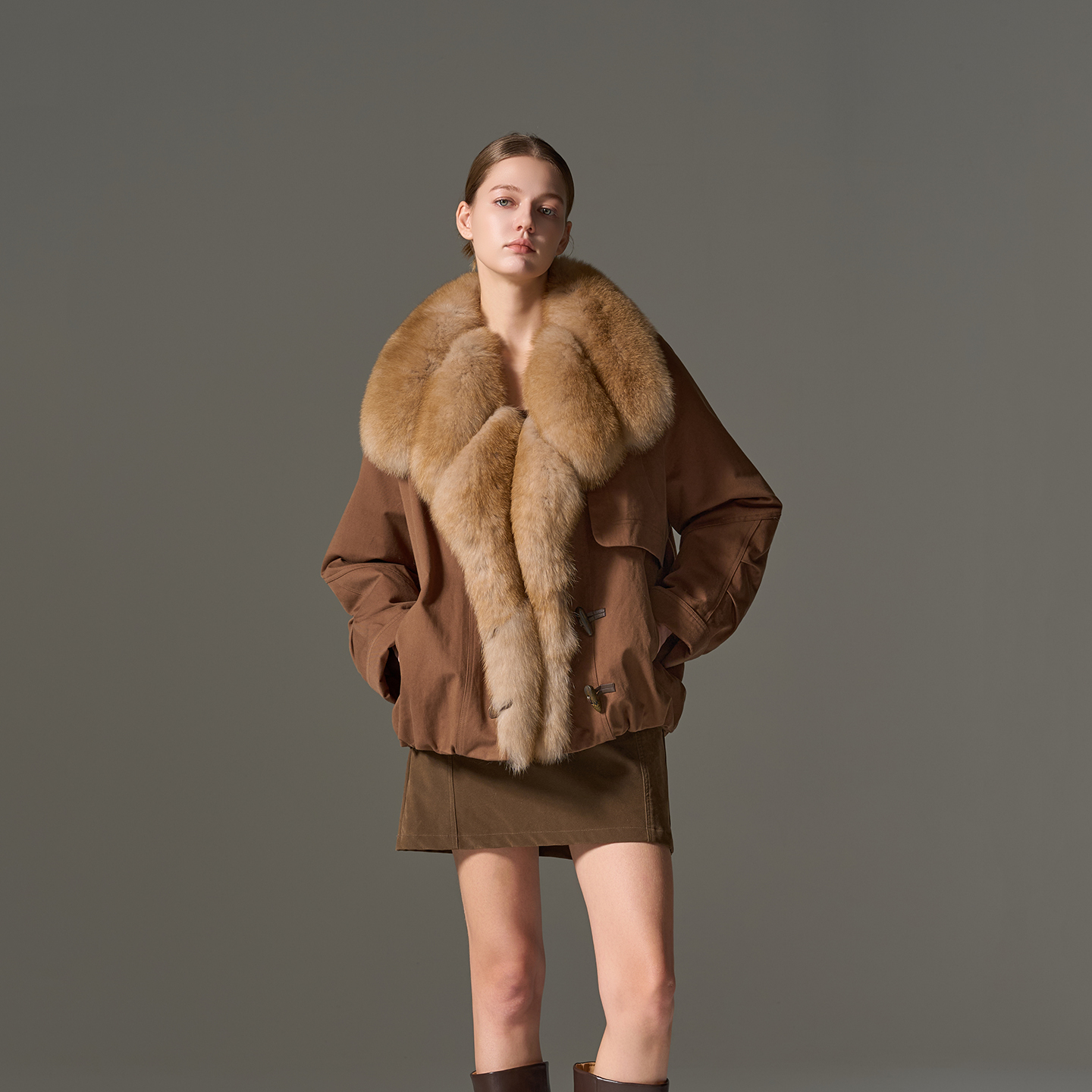 GHJOD90白鹅绒皮草派克服外套