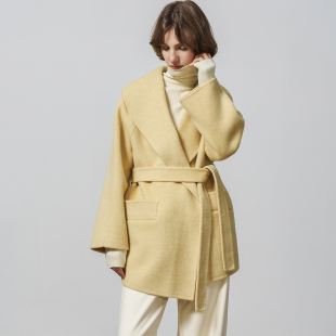 软黄金 万年稀有 秘鲁羊驼苏力羊毛呢大衣外套 studio经典 GHJOD