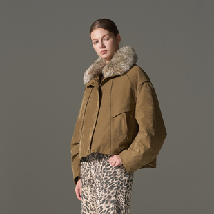 GHJOD 原创设计＿羊皮毛一体可脱卸毛领90鹅绒羽绒派克服 studio