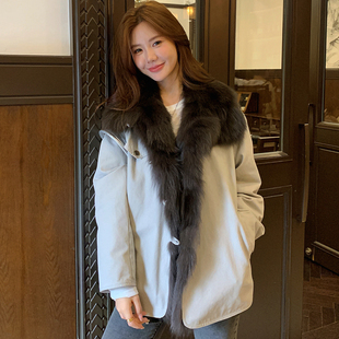 GHJOD studio 狐狸毛领90鹅绒羽绒服女时尚休闲皮草派克服外套冬