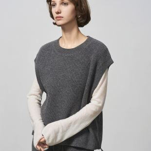 GHJOD studio重磅轻奢羊绒羊毛叠穿轻奢极简慵懒针织圆领套头背心