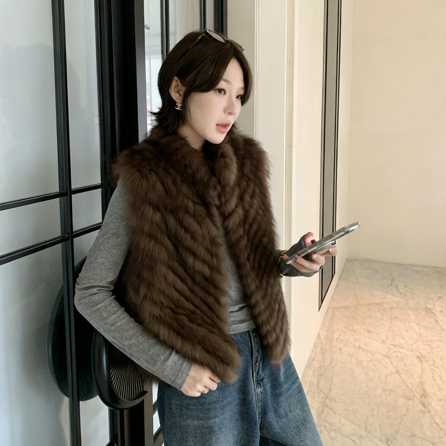 GHJOD studio 轻奢芬兰进口狐狸毛车条马甲秋冬背心皮草外套女图片