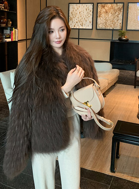 貉子毛车条皮草外套女毛毛大衣
