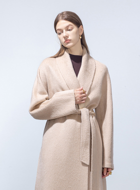 GHJOD studio高奢传承稀有_100%小骆驼绒高克重长款系带慵懒大衣