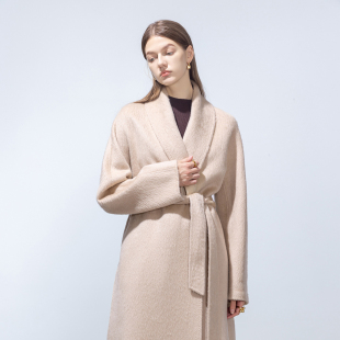 GHJOD 系带慵懒大衣 studio高奢传承稀有_100%小骆驼绒高克重长款