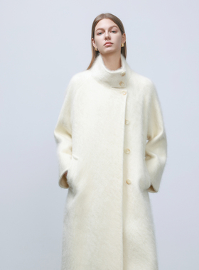 GHJOD studio 重磅“软黄金”山羊绒&桑蚕丝羊毛拉绒长款立领大衣