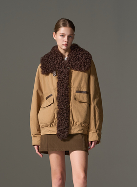 GHJOD studio 臻暖之镜 胎羊卷毛领90白鹅绒羽绒派克服皮草外套女