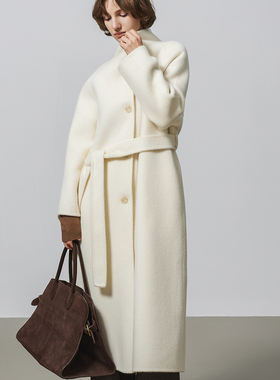 GHJOD studio 奢感牦牛绒&桑蚕丝羊毛混纺双面羊毛大衣中长款外套