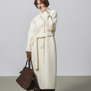 GHJOD studio 奢感牦牛绒&桑蚕丝羊毛混纺双面羊毛大衣中长款外套