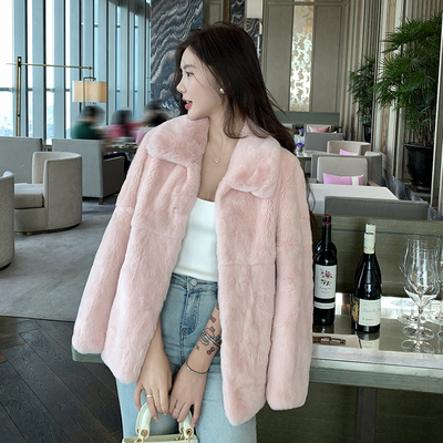 米贝拉整皮獭兔毛皮草外套女