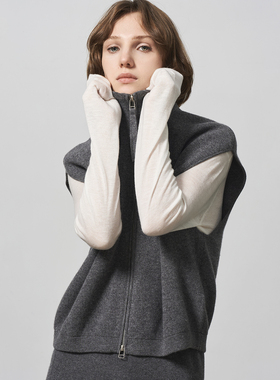 GHJOD studio 110超细羊绒羊毛休闲宽松拉链针织衫背心马甲套装女