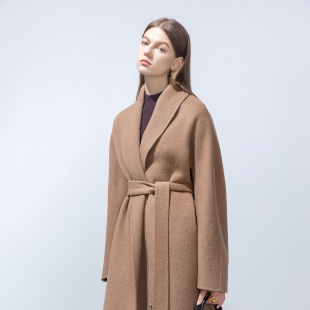 慵懒系带大衣 高奢传承稀有_100%小骆驼绒高克重长款 GHJOD studio