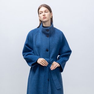 系带毛呢大衣外套 奢感牦牛绒&桑蚕丝羊毛慵懒长款 GHJOD studio