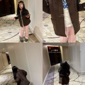 chocho童装 超软牛皮绒棕色棉衣外套