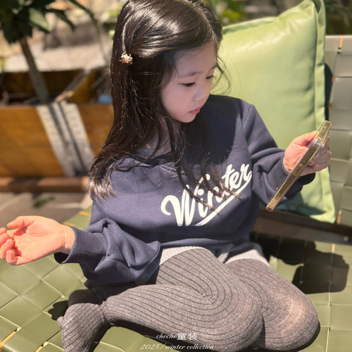 chocho童装冬季女童加绒卫衣