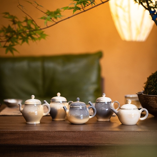 泥禾它柴烧壶纯手工高白泥无釉裸烧落灰茶壶包银茶具家用泡茶壶