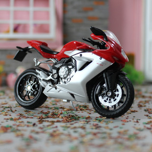 威利1:18奥古斯塔F3 800摩托车模型Agusta仿真合金机车模型摆件