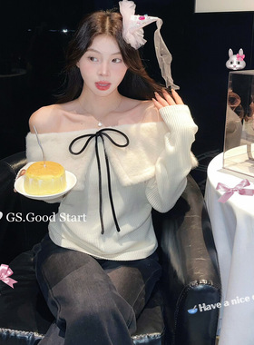 GS.GOOD START十三行一字领毛衣针织衫小衫冬季长袖露肩显瘦温柔