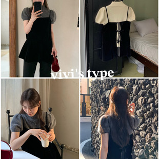 女冬季 系带丝绒吊带小衫 荷叶边显瘦韩系简约百搭 TYPE正品 VIVIS