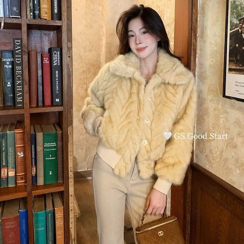 GS正品加棉环保毛毛外套保暖女